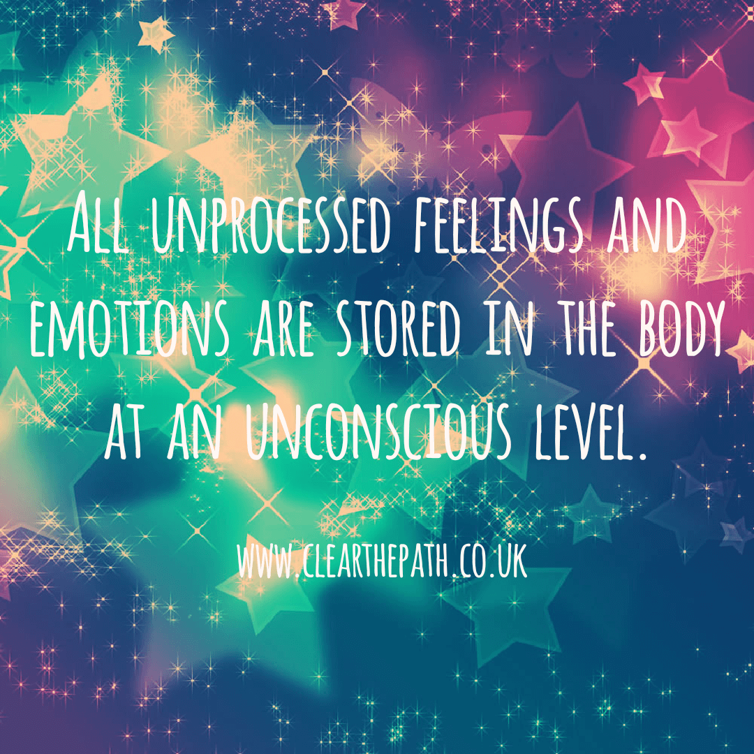All unprocessed thoughts and feelings are stored in the body at an unconscious level.